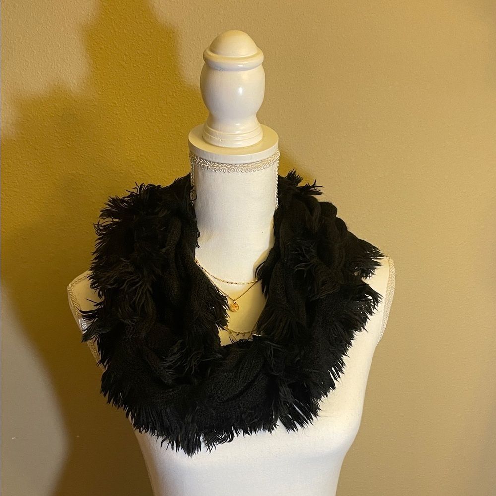 Elegant Black Fringe Scarf